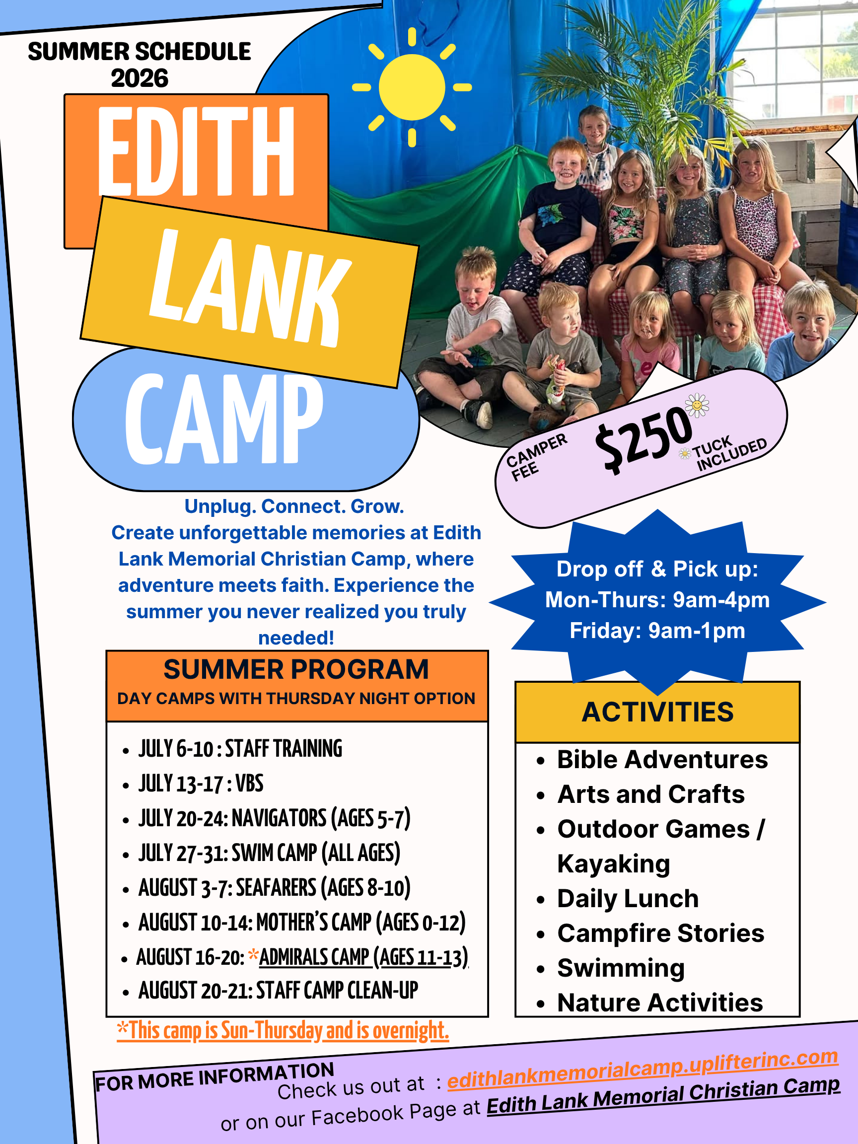 Home Page :: Edith Lank Memorial Christian Camp powered by Uplifter